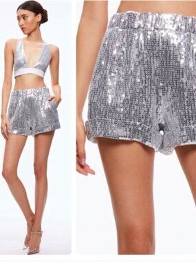 Alice and Olivia Reagan Sequin Shorts